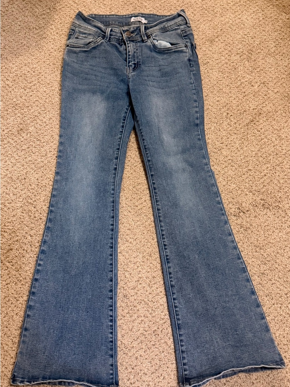 refuge Mid-Rise Blue Flare Jeans